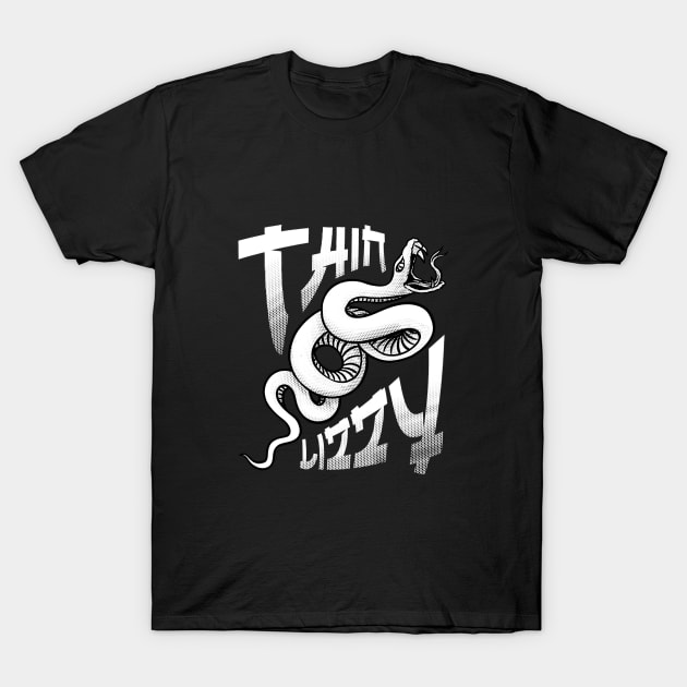 thin lizzy snake illustration design T-Shirt by ROCKHOPPER